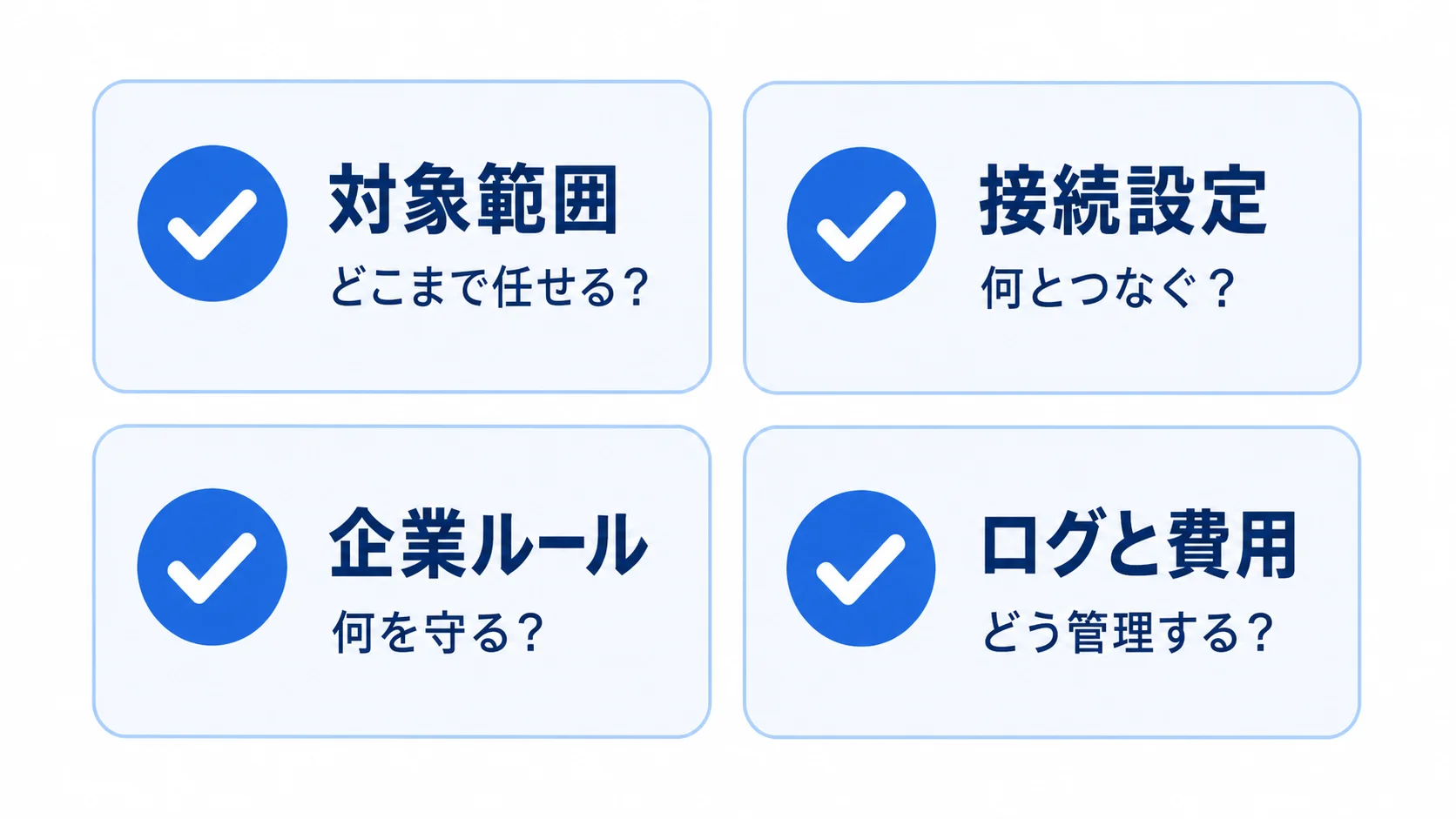 LLM Gateway導入チェックリスト LLM Gateway導入時に確認する対象範囲、接続設定、企業ルール、ログと費用の4項目