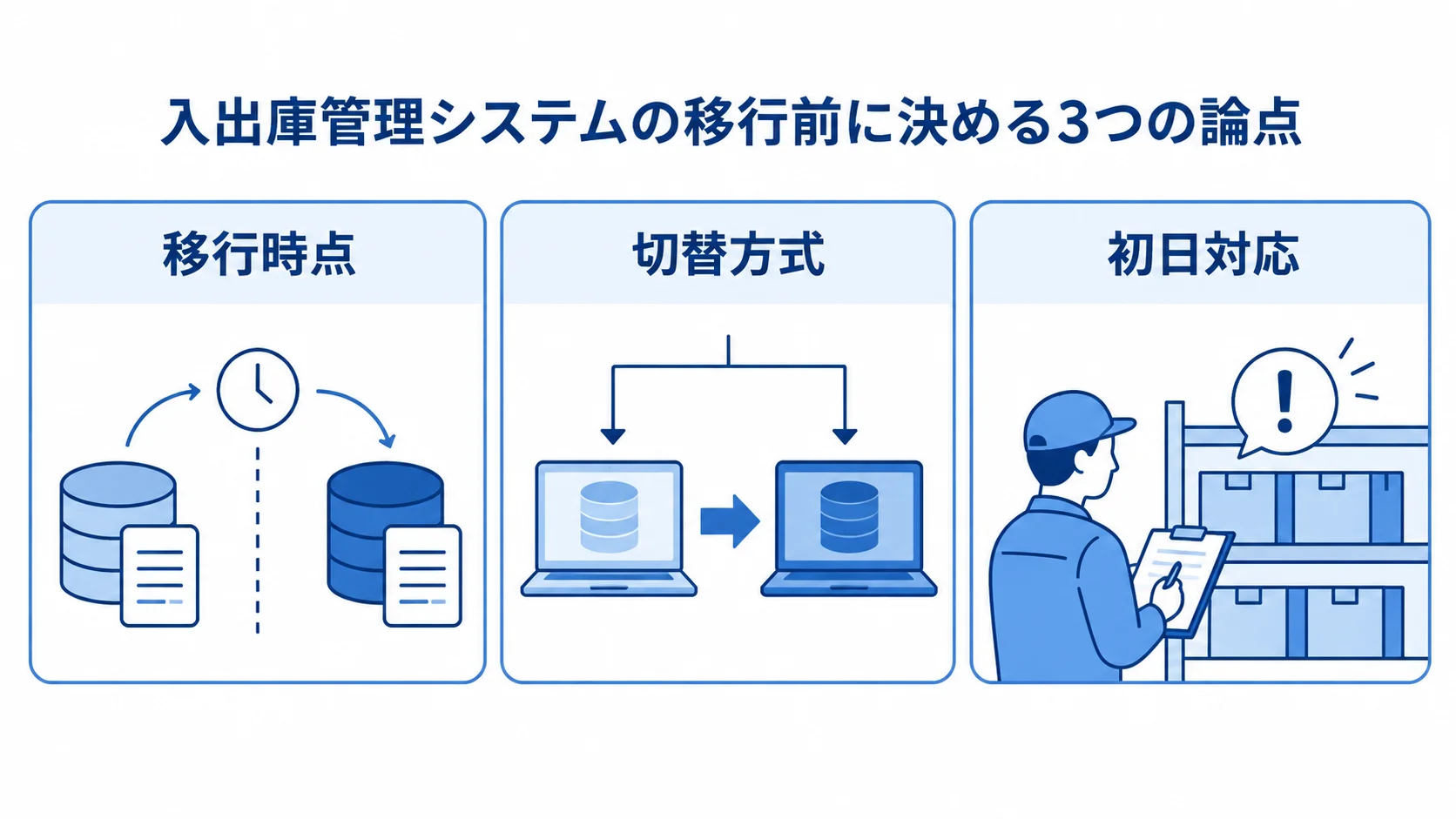 入出庫管理システムの移行前に決める論点 移行時点、切替方式、初日対応を並べた入出庫管理システムの移行設計図