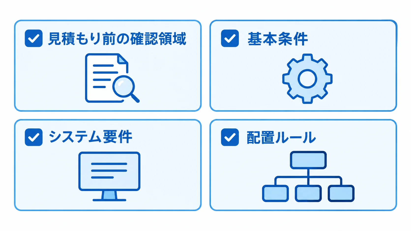 見積もり前にそろえる基本条件、システム要件、配置ルール、例外条件のチェックリスト