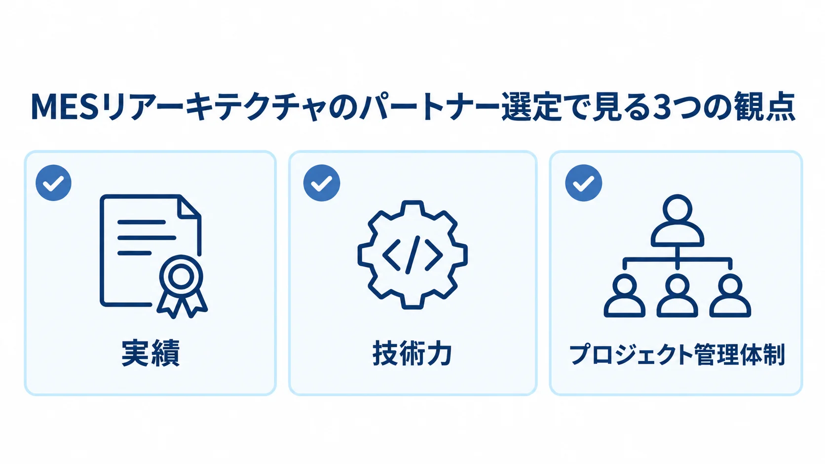 MESリアーキテクチャのパートナー選定で確認する実績、技術力、プロジェクト管理体制のチェックリスト