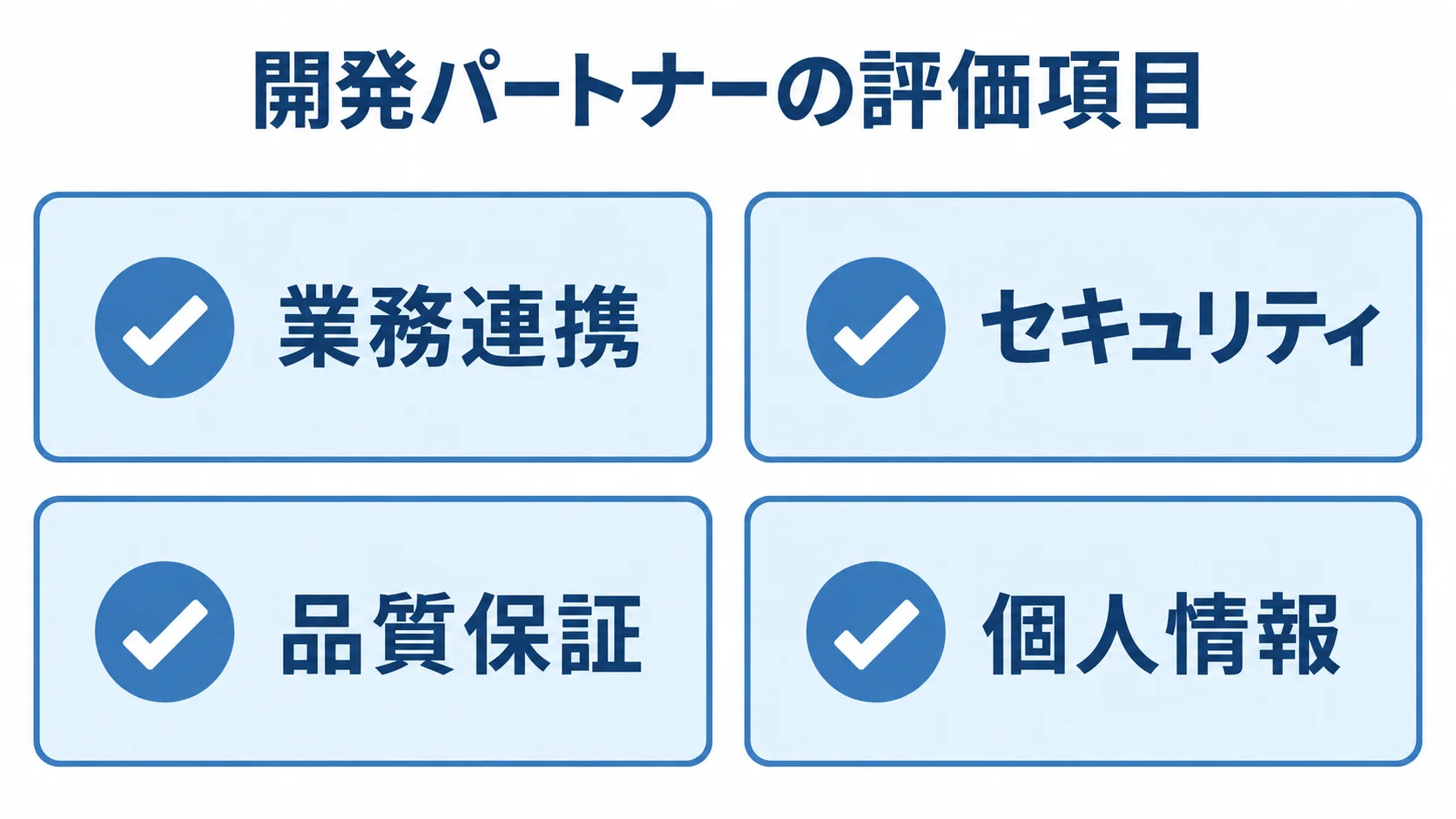 開発会社を選ぶ際の4つの評価観点 開発パートナー選定で確認する業務連携、セキュリティ、品質保証、個人情報の4項目